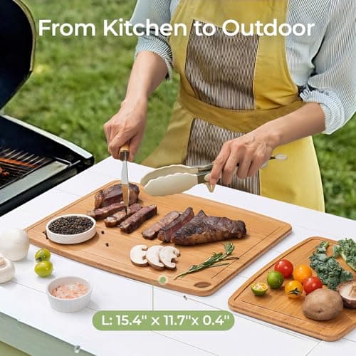 Keechee Dishwasher Safe Bamboo Cutting Boards 15.4x11.7in Heat-Resistant Chopping & Charcuterie Board with Juice Groove, Durable Lightweight Kitchen Essentials for Meat, Vegetables, Easy Clean - Thumbnail 5