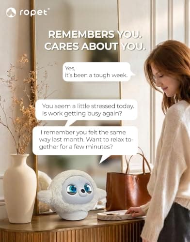 ropet AI Pet Interactive Robotic Companion Robot, Emotional Support for Kids and Adults, AI Desk Emo Robots, Anxiety Relief Comfort Gift (Including Colorful Charging Base) - Thumbnail 2