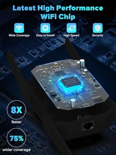 2026 AX3000 WiFi 6 Extender, WiFi Extender Signal Booster-Dual Band (2.4G/5.8G), Long Range WiFi Booster with Gigabit Ethernet Port, Access Point, No Required App, Easy Setup and Faster Speed (Black) - Thumbnail 3