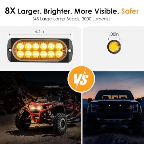 Steelify UTV Turn Signal Kit with 110dB Horn, Dual Row 12 LED Beads, Pre-Wired Plug and Play Lever Column Switch, Universal Street Legal Blinker Kit Compatible with Polaris Can-Am Teryx CFMOTO - Thumbnail 3