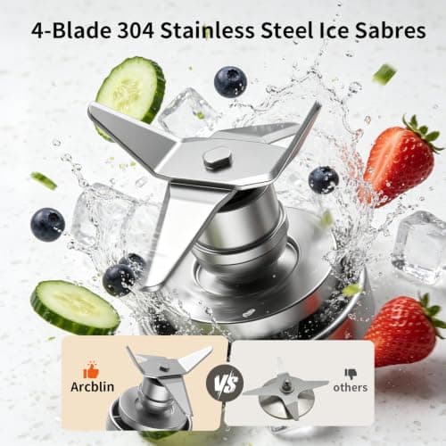 Glass Jar Blender for Smoothies & Shakes, 51 oz Countertop Blender with 2 Speeds + Pulse, 1100W Peak Power, Easy Cleaning, Removable Stainless Steel Blades for Sauces, Nut Milk & Puree, Black - Thumbnail 2