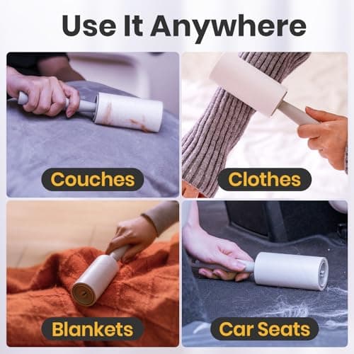 DELOMO Lint Roller 1,000 Sheets (5 Rollers + 5 Refills) - Lint Rollers for Pet Hair Extra Sticky, Mega Value Pet Hair Removal Tool for Clothes/Couch/Furniture/Car - Ideal Home Gift for Pet Owners - Thumbnail 6