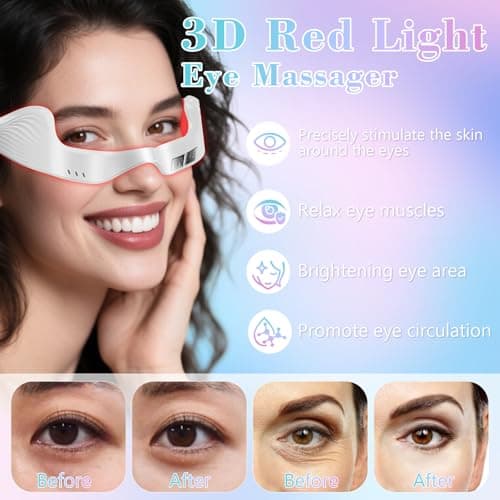 Under Eye Red Light Therapy Device, Red Light Therapy Glasses,Red 650 NM,Red Light Eye Mask for The Treatment of Eye Bags,Dark Circles,Puffiness periorbital for Treating Acne (White） - Thumbnail 4