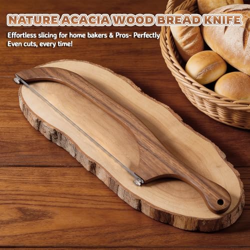 Bow Bread Knife for Homemade Bread – 15.7" Sourdough Bread slicer for Homemade Bread, Bread Cutter with Sharp Serrated Blade, Mothers Day Gifts for Mom, Bow Design Easy to Cutting Even Slices - Thumbnail 2