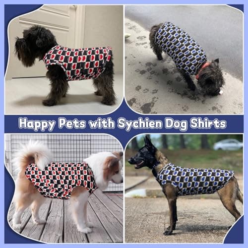 Sychien Dog Shirts Quick Dry Summer Cooling Love Heart Printing Dogs T-Shirt,Red+Blue XS - Thumbnail 6