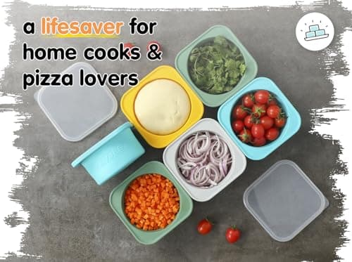 KEVJES Stackable Silicone Artisan Pizza Dough Proofing Proving Containers with Lids-2/3/4/5 pack-500ml portion (Spacegrey, 4 PACK) - Thumbnail 3