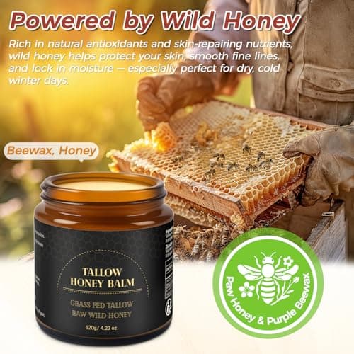 Mokasakiso Beef Tallow for Skin,Tallow and Honey Balm,Organic Grass-Fed Beef Tallow Balm with Honey, Face and Body Moisturizer(120g) - Thumbnail 3