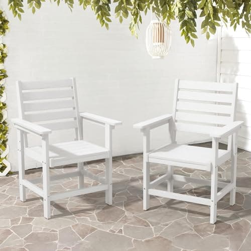 Homenjoy Patio Dining Chairs Set of 2, HDPS Weather Resistant Outdoor Chairs with Armrest, Heavy Duty 300LBS Support Patio Chairs for Backyard Deck Porch Balcony, White - Thumbnail 3
