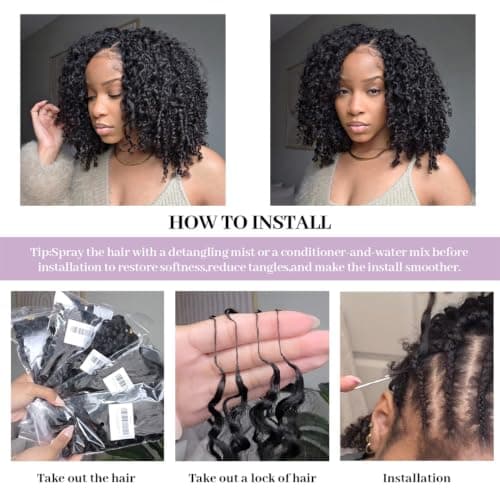 YWIGS Burmese Curly Crochet Human Hair for Miracle Knots 16" NC 100 Strands - Thumbnail 4