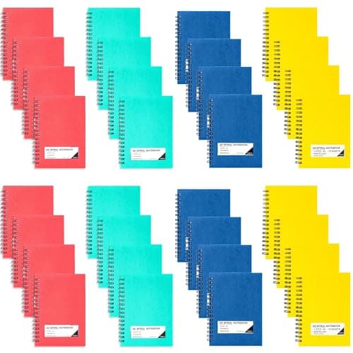 FLYING EAGLE 60 Pack Small Spiral Notebooks 4x6, A6 Cute Mini Journal Plastic Hardcover 8mm Ruled Notebook, 4 Colorful Plastic Hardcover 8mm Ruled Notebook for School Work - Image 1