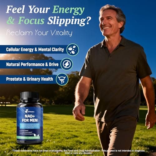 Femmetra NAD+ Supplements for Men with Saw Palmetto | All-in-One Cellular Energy, Prostate Support & Nitric Oxide Supplement with Resveratrol, L-Arginine | Non-GMO, 120 Capsules - Thumbnail 2