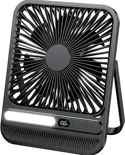 BIVBTP 7-Inch Portable Travel Fan, Cruise Ship Approved, 28H 8000mAh Ultra-Thin Quiet Rechargeable Battery Operated Desk Fan with Timer & LED Display for Bedroom, Office, Camping