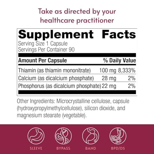 Bariatric Advantage Vitamin B1 Thiamin - 100 mg Thiamin Mononitrate - Easy Digest - Designed for Bariatric Patients - Supports Energy Production* - 90 Count - Thumbnail 4