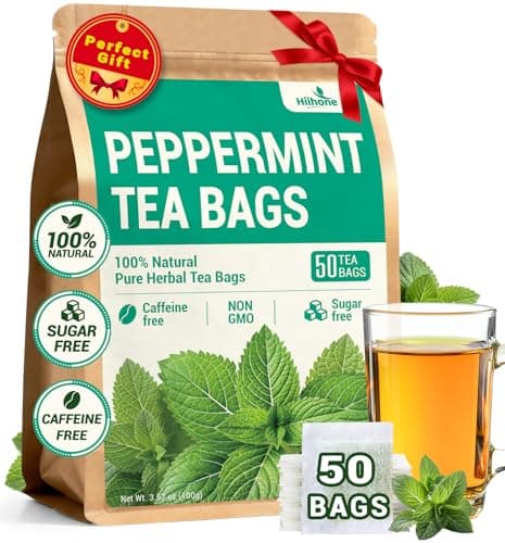 Hiihone Peppermint Tea Bags, Pure Peppermint Leaves, Fresh Minty Herbal Tea, Naturally Caffeine-Free, Non-GMO, Enjoy Hot or Iced, 50 Tea Bags - Image 1