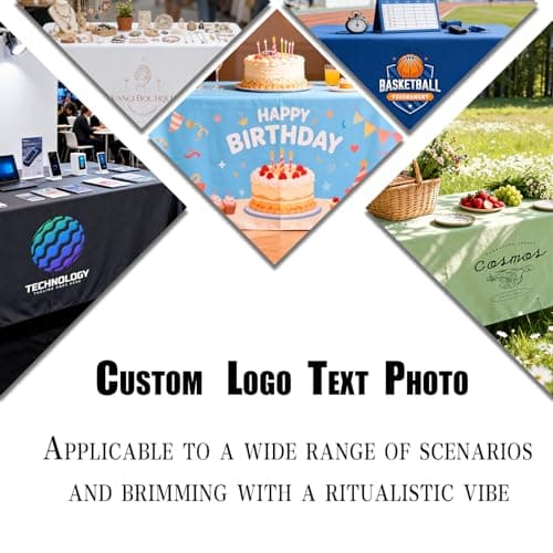 YOUYINYOU Personalized Custom Table Cloth with Logo Image Text 4/5/6/8/10FT for Business Tradeshow Events Company School Shop Welfare Organization Other Important Events (60 x 30（5FT）) - Thumbnail 5