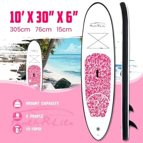 FEATH-R-LITE Inflatable Stand Up Paddle Board 10'x30''x6'' Ultra-Light (16.7lbs) SUP with Paddleboard Accessories,Three Fins,Adjustable Paddle, Pump,Backpack, Leash - Thumbnail 2