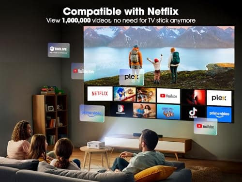 [Built-in Apps] Smart Projector with WiFi and Bluetooth, VIZONY Native 1080P Projector with Streaming APPs, Dolby Audio, Portable Mini Projector for Indoor Outdoor Use - Thumbnail 2