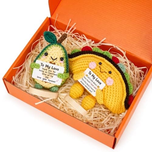 Gifts for Him Her Boyfriend Girlfriend, 2Pcs Handmade Crochet Taco and Avocado to My Love, Anniversary Birthday Gifts for Women Men, I Love You Emotional Support Doll Romantic Gift for Wife Husband - Image 1