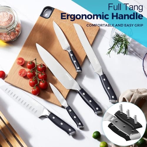 Topfeel 6Pcs Kitchen Knife Set with In-Drawer Bamboo Knife Organizer- 3.5-8 Inch Set Kitchen Knives German High Carbon Stainless Steel Sharp Knife, Knives Set for Kitchen with Ergonomic Handle - Thumbnail 4