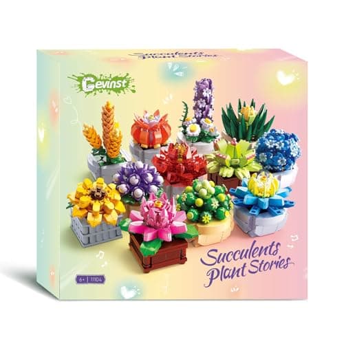 Succulents Set for Adults Building Sets, 12 Plants, Home Decor, Birthday Gifts for Women, Creative Housewarming Gifts, Botanical Collection, Flowers Succulents Artificial Plant Kit (1174 piece) - Thumbnail 6
