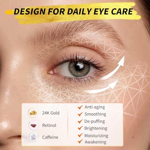 Under Eye Patches(36 Pairs), Valentines Day Gifts for Women, 24K Gold, Caffeine, Retinol Eye Masks for Puffy Eyes, Wrinkles, Dark Circles - Restoring & Awakening & Moisturizer - Thumbnail 3