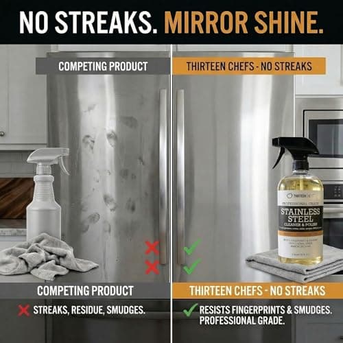 Thirteen Chefs Stainless Steel Cleaner and Polish for Fridge, Oven, Cooktop, Kitchen Appliances, BBQ and Ranges – 16oz - Thumbnail 4