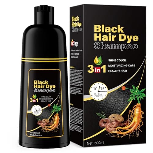 IIIMEIDU Hair Dye Shampoo for Gray Hair Coverage, 3 in 1 Natural Black Dye for Women Men, 500ml - Image 1