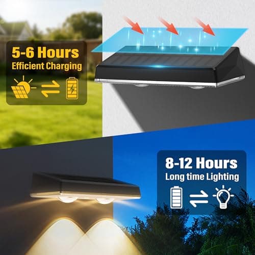 Delaiglow Solar Fence Lights Outdoor, 12-Hours IP67 Upgraded-Lens No-Wiring - Thumbnail 3
