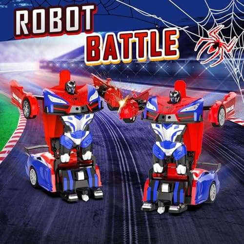 Febyhim Remote Control Car, One-Button Transform Toys Car, 2.4GHz RC Cars 1:18 Scale, 360 Degree Rotation Police Car Toy Transforming into Robot Toy for Boys Girl Kids 4-7 8-12 6-8, Birthday - Thumbnail 6