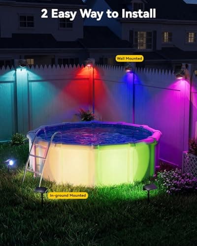 MOFOYEAH Solar Spot Lights Outdoor Waterproof IP68, RGB Colors Changing Solar Lights with 4 Lighting Modes, Solar Powered Lights Outdoor for Garden Yard Pathway Landscape (4Pack) - Thumbnail 4