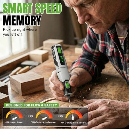 PHALANX Rotary Tool - 4V Cordless Rotary Tool Kit Accessories 80 PCS 2500mAh Li-Ion Battery, Preset 5 Speed Adjustment Grinder Tool for Cutting Sanding Carving Polishing Engraver DIY Crafts - Thumbnail 6