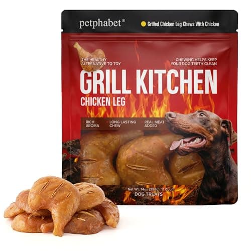 PETPHABET Rawhide Free Dog Chew Bones - 11 Count Grilled Chicken Leg Dog Chews for Small Medium Breeds, Healthy Puppy Treats for Training & Teething, Made with Real Chicken, Natural Smoky Flavor