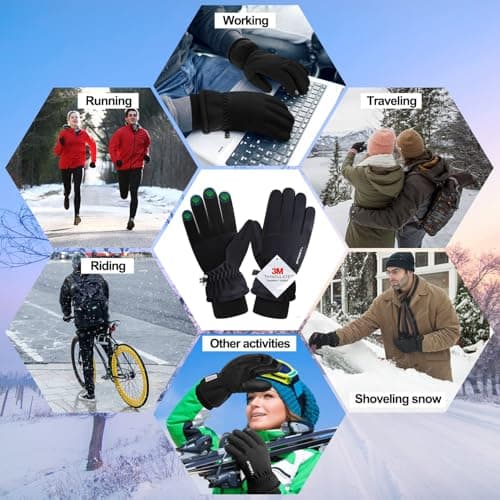Xeitive Winter Gloves Touchscreen Gloves Cold Weather Windproof Gloves Warm Thermal Gloves for Running Cycling Outdoor Activities for Men and Women - Thumbnail 6