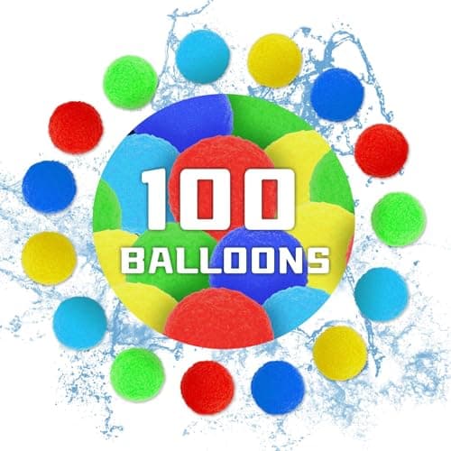 Bvrocio 100 pcs Reusable Water Balls, Reusable Water Balloons for Outdoor Toys and Games, Quick Fill Water Balls Toys for Kids and Adults Boys and Girls, Summer Balls for Pool and Backyard Fun Happy