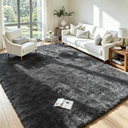 5x7 Area Rug for Living Room, Ultra Soft Fluffy Grey Rugs for Bedroom, Non Slip Large Shag Carpet, Fuzzy Plush Nursery Rug, Thick Washable Indoor Floor Carpets for Kids Office Dorm Home Decor - Image 1