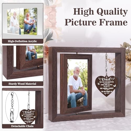 Boiveco Memorial Gifts for Loss of Dad, Sympathy Gift for Loss of Dad Memorial Picture Frame, In Memory of Father Grief Remembrance Bereavement Funeral Condolence Gifts for Loss of Father, Display Two 4x6 Photos - Thumbnail 5