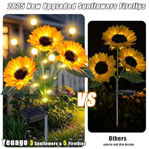 yeuago Sunflower Solar Lights Outdoor Garden Decor,Upgraded 4 Pack Solar Sunflowers with Firefly Lights Waterproof,Gifts for Mom Women Grandma,Garden Decor for Outside Yard Patio Pathway Lawn - Thumbnail 6
