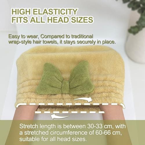 Jseng 3Packs Microfiber Hair Towel for Women - Quick-Drying, Super Absorbent Hair Wrap with Bow Design, Soft Hair Towel Turban for Curly Long Wet Hair - Thumbnail 3