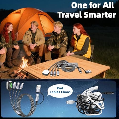 2026 Travel Essentials for iWatch Charger with 3 Type-C Ports, Cruise Essentials iPhone Charger, USB C Multi Charging Cable/Cord for iWatch Ultra/SE/11-1, iPhone17-12, Android, Car More -1Pc 5FT - Thumbnail 4
