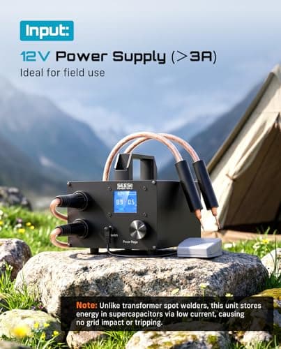 SEESII Capacitor Spot Welder: Battery Spot Welder with 3000F Capacitor, 250 Gear Adjustable, 1.8'' LCD Display, Spot Welding for 0.1-0.3mm Nickel Strip, for Battery Pack Making/Repair - Thumbnail 3