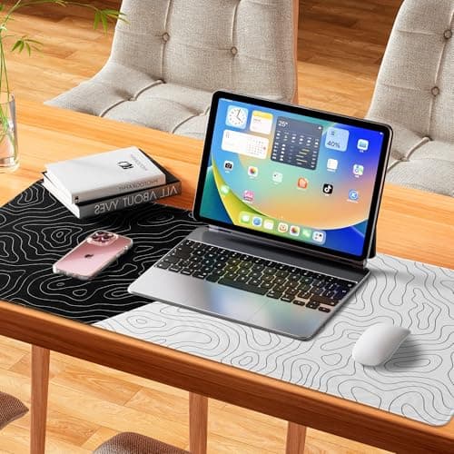 XVX Black and White Topographic Mousepad, XXLarge Gaming Mouse Pad for Desk 35.4x15.7 Inch,Waterproof Desk Pad with Non-Slip Rubber Base Mice Pad,Keyboard Mat Computer Game Mouse Mat - Thumbnail 6