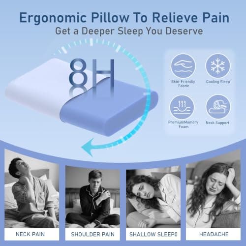 AEPINBH Cervical Pillow for Neck Pain Relief, 3.9 Inch Cooling Memory Foam Pillow, Ergonomic Support Pollow for Side and Back Sleepers - Thumbnail 5