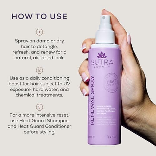 SUTRA Heat Guard Renewal Hair Spray for Frizzy, Dry & Damaged Hair - Thermal Protecting Hairspray Hydrates, Protects & Repairs Against Heat with Hyaluronic Acid - Anti-Frizz Haircare Products - Thumbnail 4