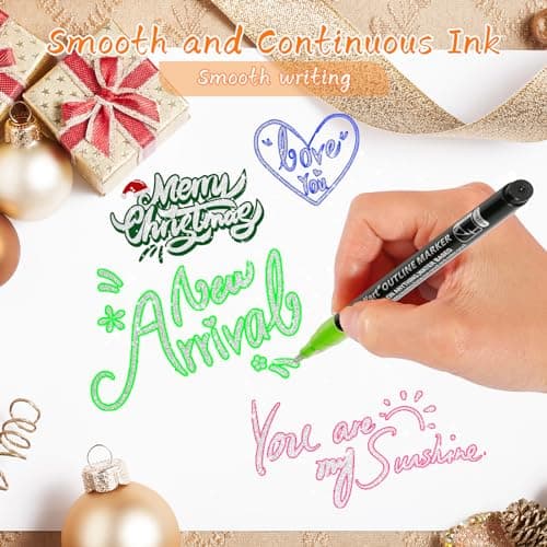 Caliart 12 Colors Outline Markers Shimmer Glitter Pens - Thumbnail 2