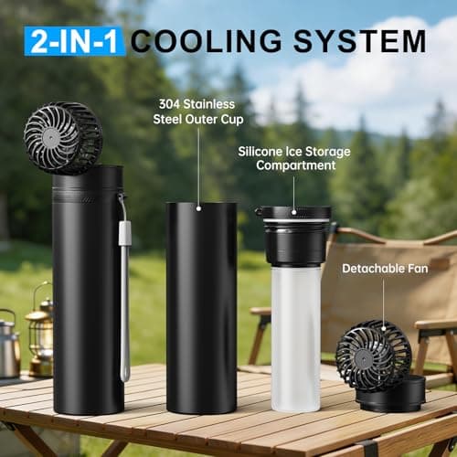 DUOMIY 2-in-1 Handheld Fan & Ice Therapy Cup, 7000 RPM Cooling Fan with Long-Lasting Cold Retention, Personal Fan & Reusable Cold Compress for Sports Recovery & Heat Relief, Canada Theme - Thumbnail 3
