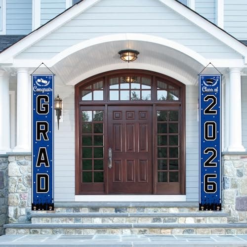 OHOME Graduation Decorations 2026 - Blue Congrats Grad Porch Banner for Graduation Party Decorations - Class of 2026 - Party Favors Supplies Backdrop Yard Signs Decor - Thumbnail 4