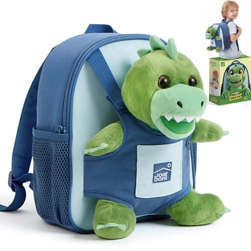 JOIEDOMI Toddler Backpack for Boys 2-4, 11" H Kids Backpack with Detachable Dinosaur Toy for 2 Year Old Boy Birthday Gift, Lightweight Perfect for Daycare Preschool Travel - Image 1