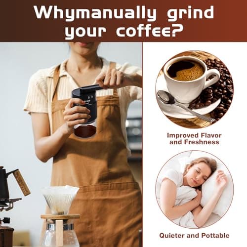 Manual Coffee Grinder - 95 Ceramic Burr, Adjustable Coarse to Fine, 30g Beans & 80ml Powder, Detachable Handle for Espresso, French Press, Camping (Black) - Thumbnail 4