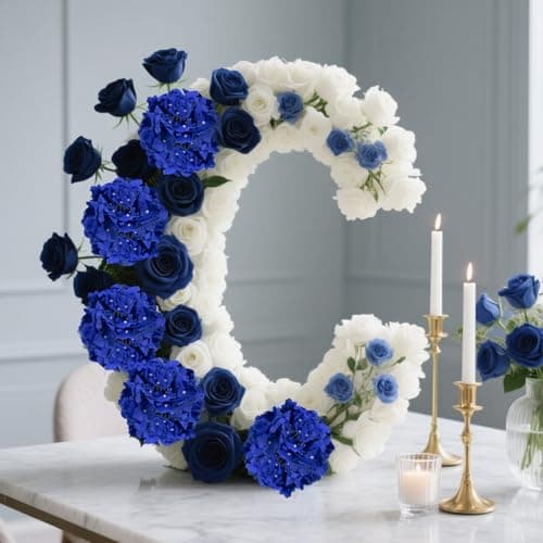 BSMYBO 50pcs Hydrangea Artificial Flowers Royal Blue Faux Hydrangea Flowers Heads with Stems Silk Flowers for Wedding Arch, Table Centerpieces, Home, Garden, Baby Shower, Party Decor - Thumbnail 5