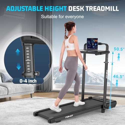 FUNMILY Upgrade Walking Pad Treadmill with 12% Incline & Handle Bar, 3.5HP Foldable Treadmills for Home Small, Under Desk Compact Walking Pad 400+lb Capacity, Shock Absorption - Thumbnail 4